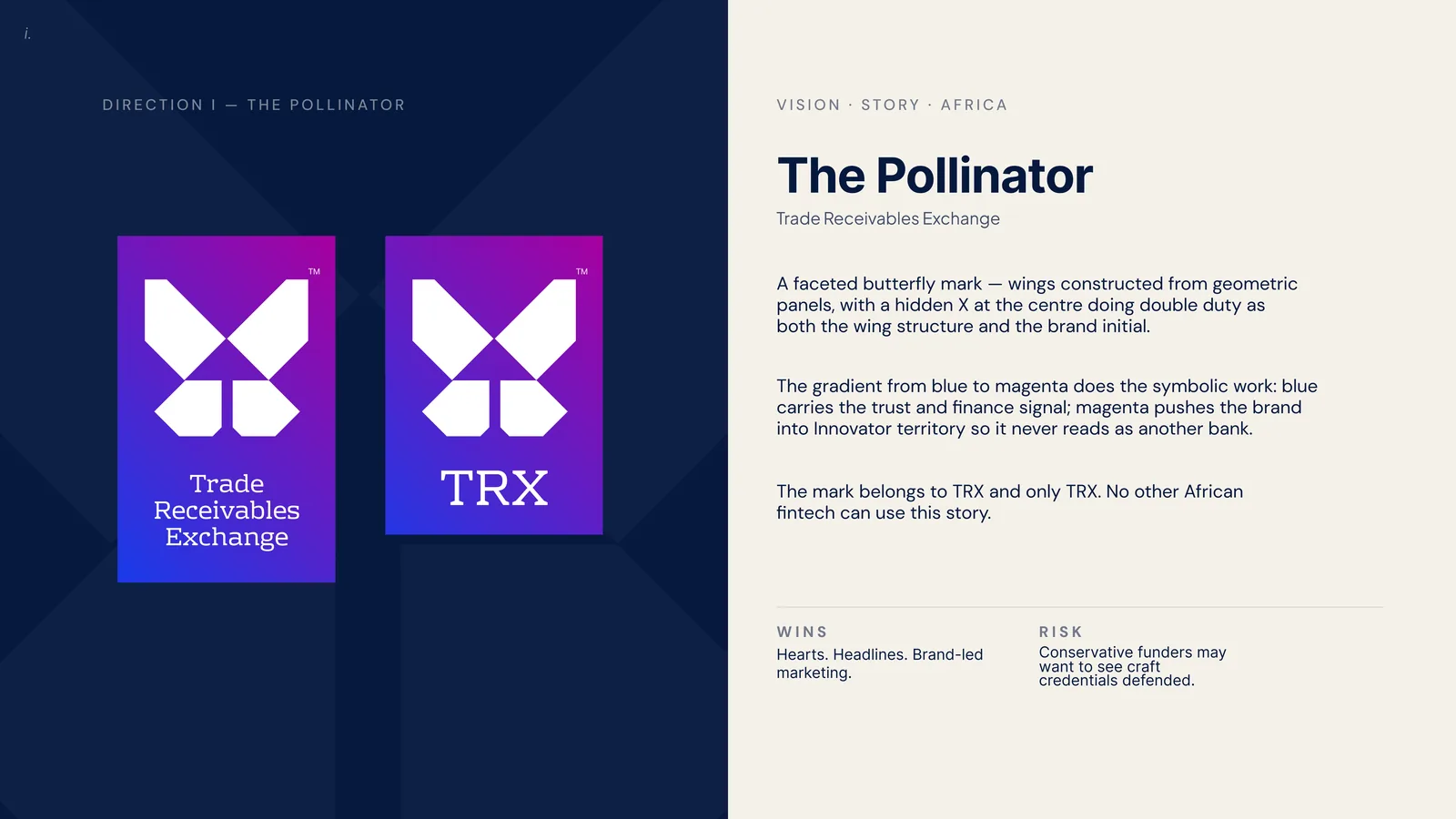 TRX Africa logo direction, The Pollinator