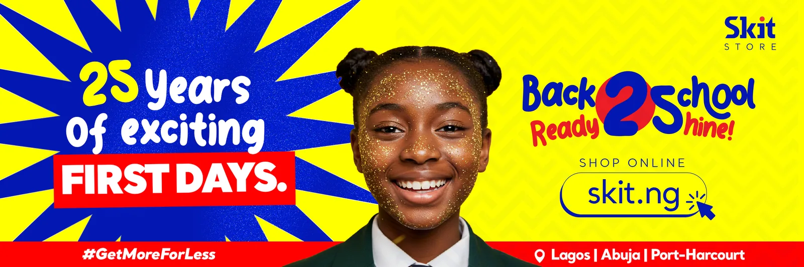 Wide roadside billboard, Back to School campaign visual with students and offer message
