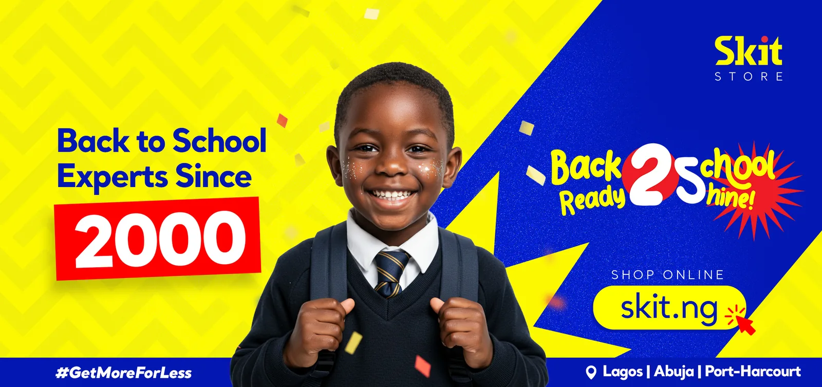 Roadside billboard on campaign blue with the Back to School key visual