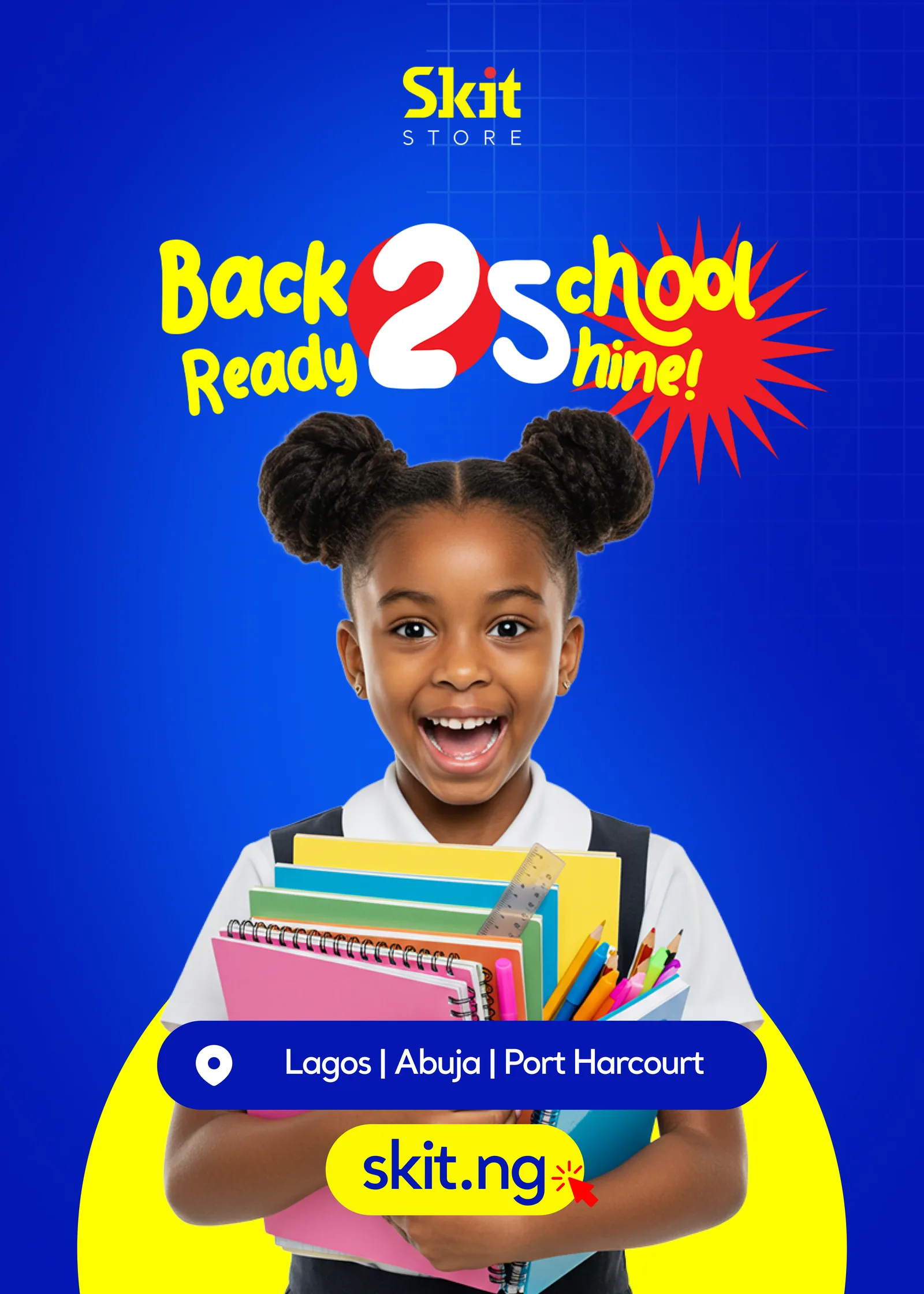 Tall portrait billboard unit, Back to School key visual in vertical format