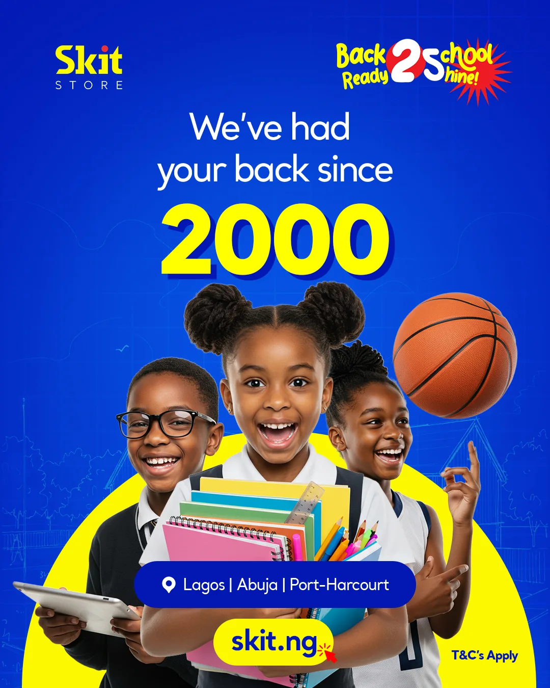 2025 Back to School identity lockup on campaign blue, feed format