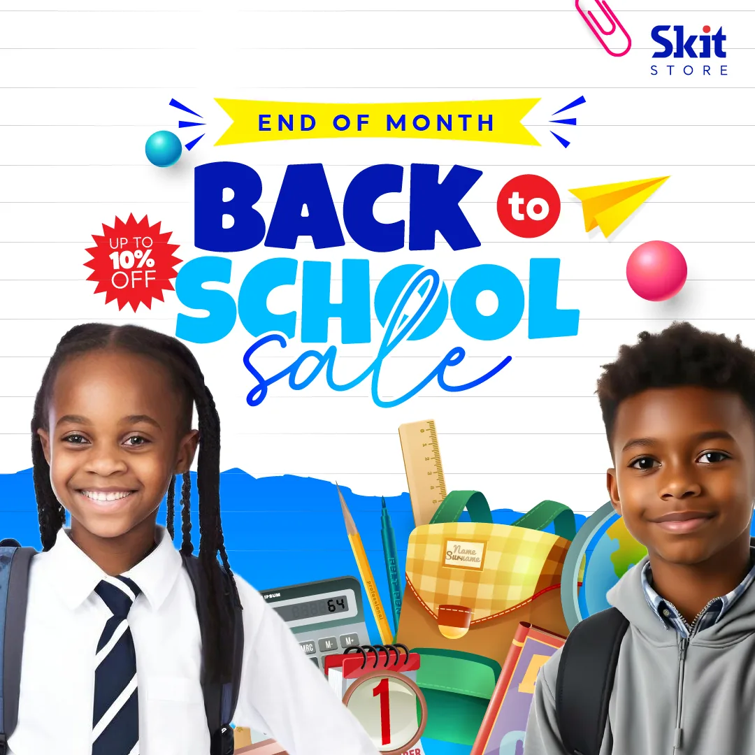 End-of-month sale social post, Back to School offer on campaign blue