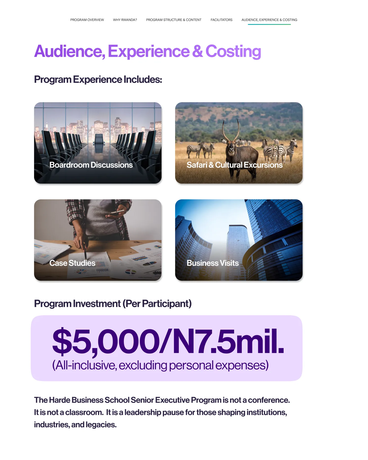 SEP audience, experience and costing slide