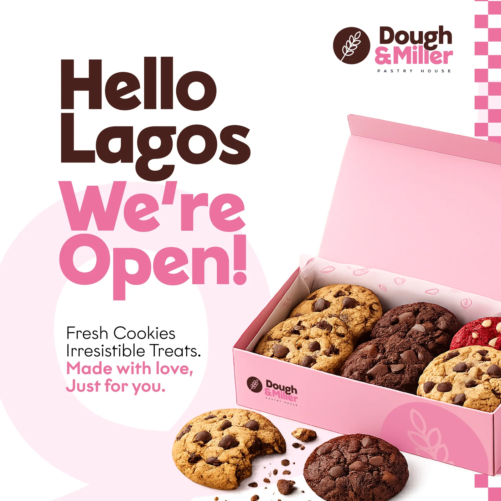 Dough & Miller launch social post with a cookie box