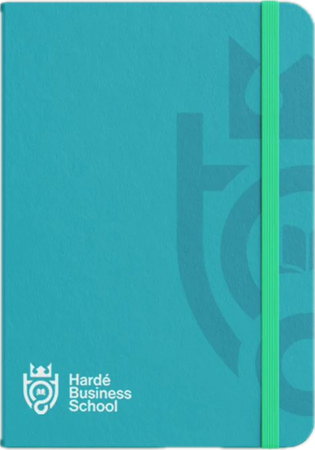 The Hardé journal in brand teal