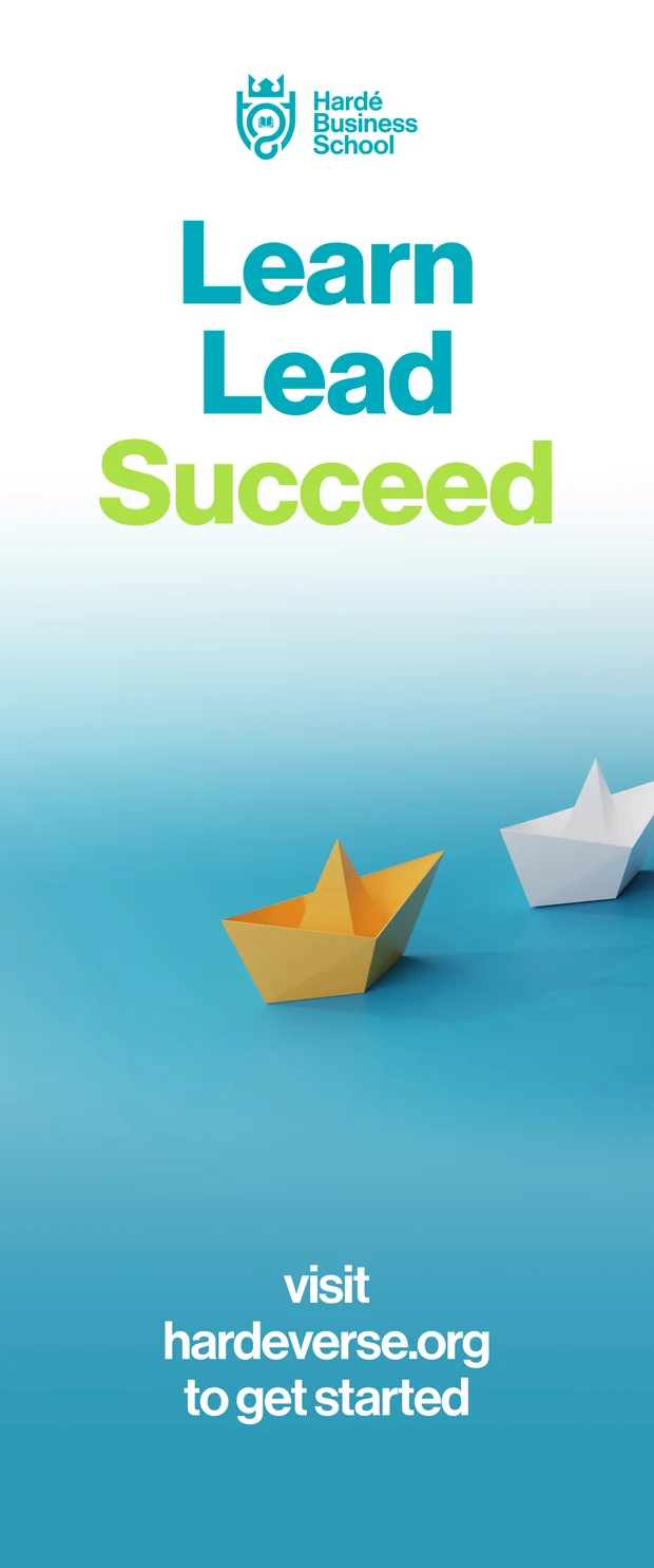 Hardé roll-up banner, Learn Lead Succeed