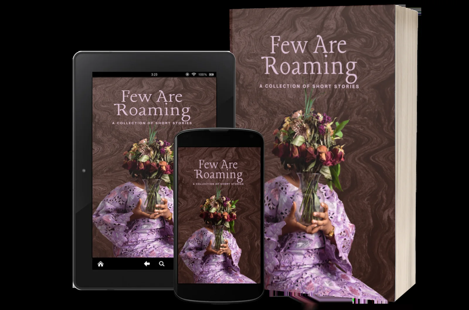 Few Are Roaming, the anthology cover across book, tablet and phone