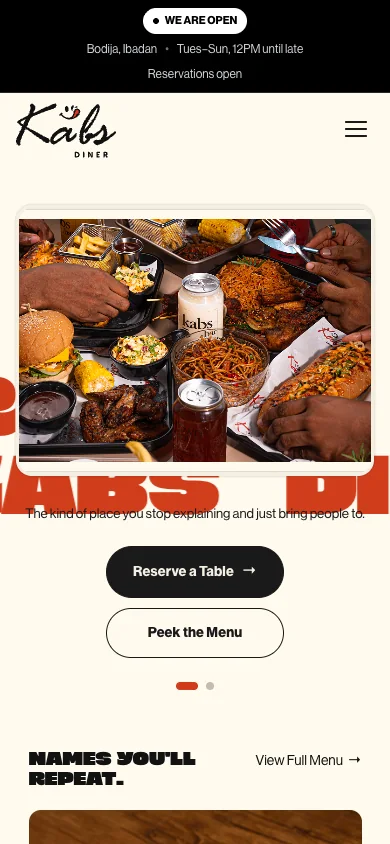 kabsdiner.com on mobile