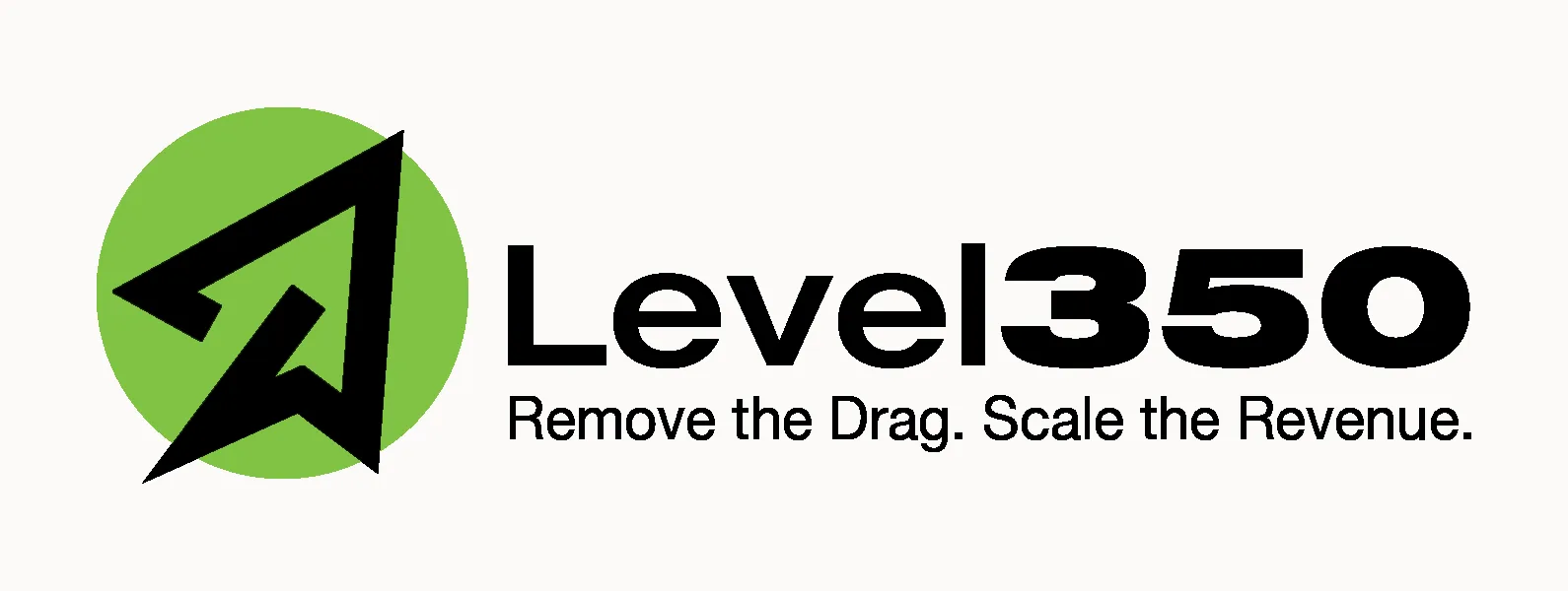 Level350 lockup in black with the tagline Built for the Next Level