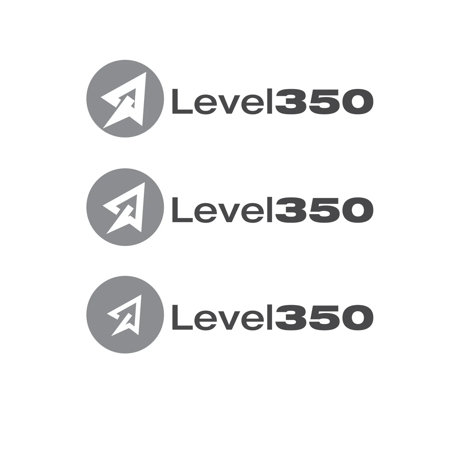 More Level350 logo lockup explorations before the final was chosen