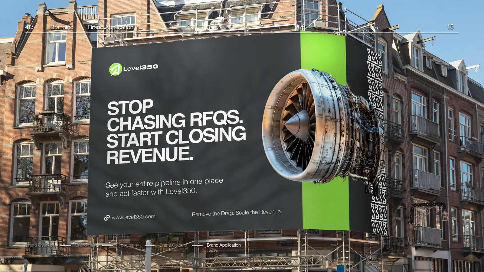 Level350 billboard, Stop Chasing RFQs Start Closing Revenue, the brand at street scale