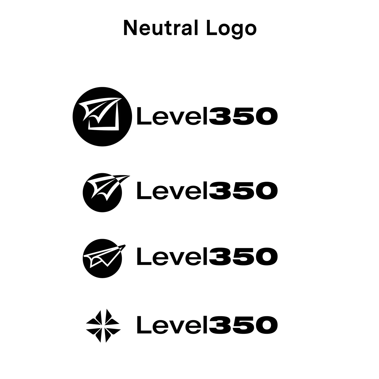 Neutral mono Level350 lockups, the same system reduced to black on white