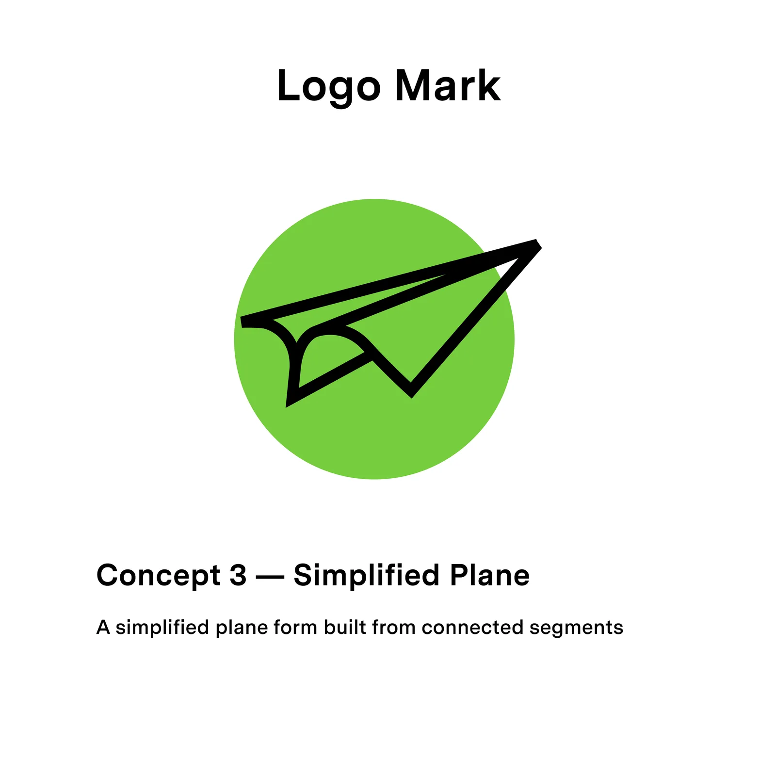 Concept 3, Simplified Plane, a plane form built from connected segments on a lime disc