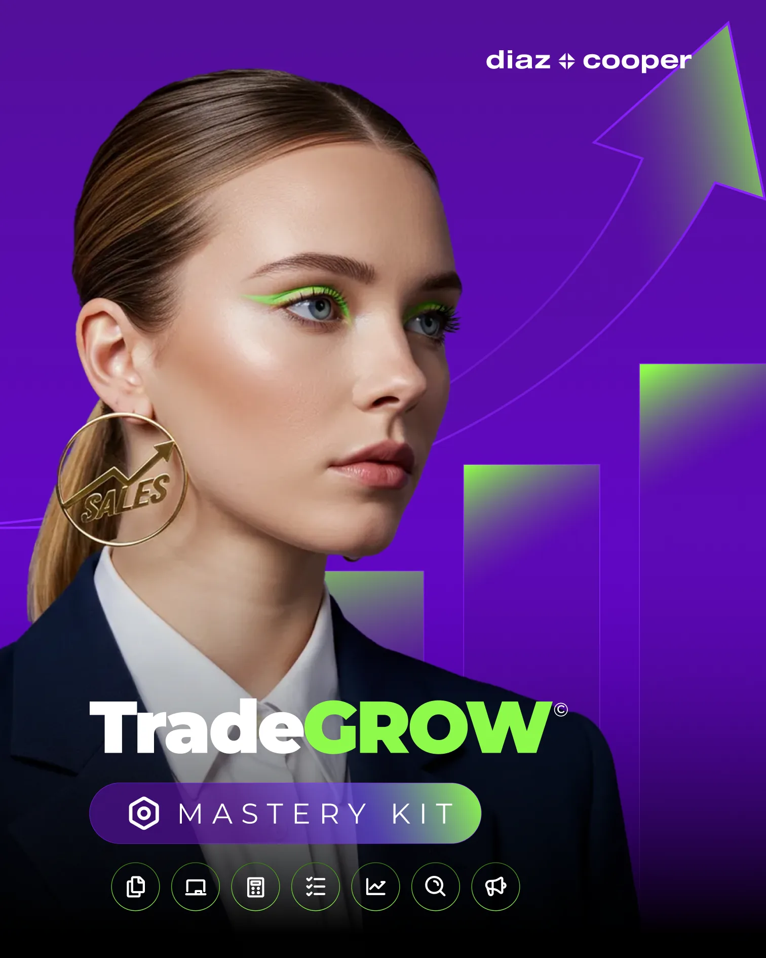 Mastery Kit social cover, profile portrait variant with the growth arrow